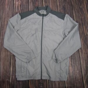 Adidas Golf Jacket Mens Medium Gray Colorblock Full Zip Windbreaker Lightweight